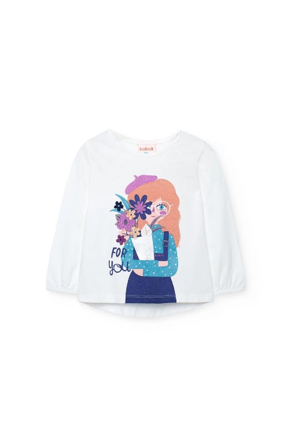 BOBOLI Maglietta bambina di maglia bianca 222118 OFF WHITE