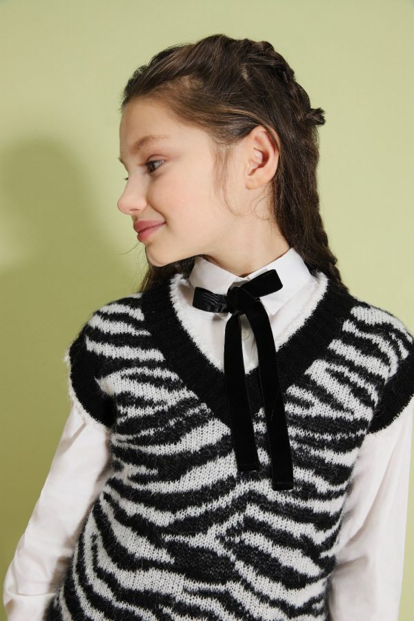 DIXIE camicia bambina cropped con fiocco Bianco lana - immagine 2