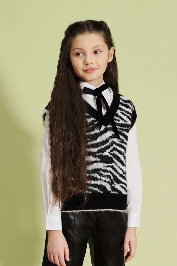DIXIE camicia bambina cropped con fiocco Bianco lana - immagine 3