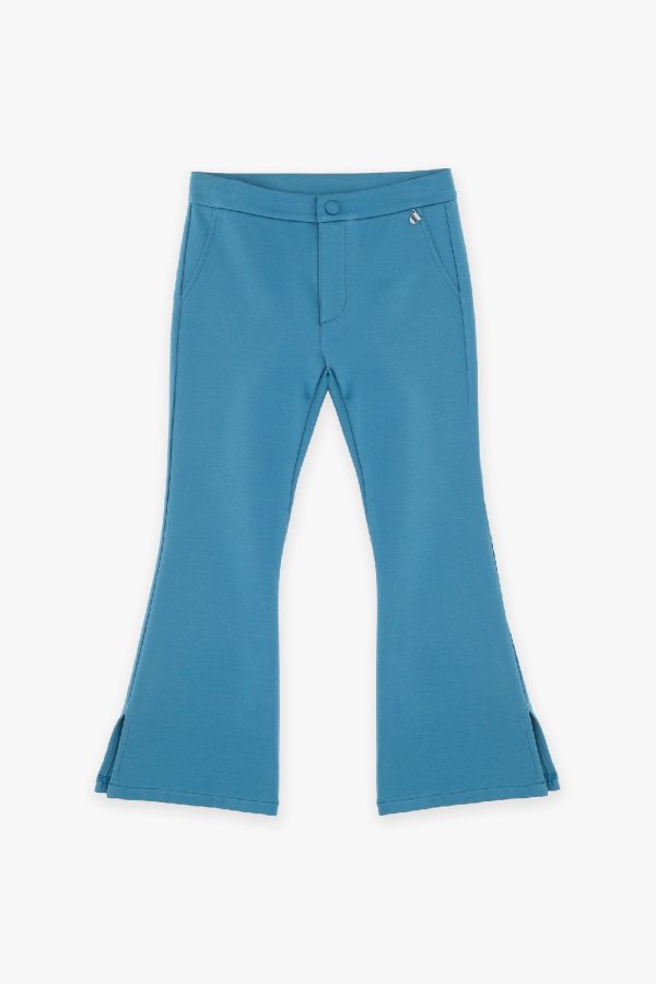 DIXIE Pantaloni flare bambina monocolour con tasche verticali PHL7172G PETROLIO