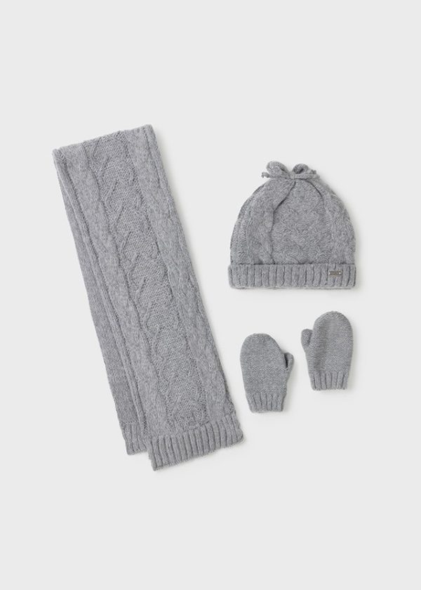 MAYORAL Set cappello sciarpa e guanti neonata 10106 ARGENTO