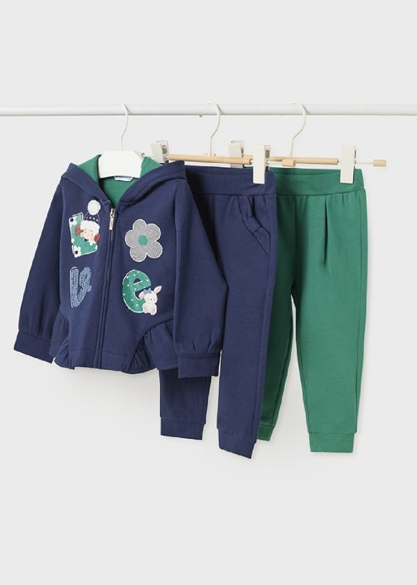 MAYORAL tuta 3 pezzi maglia giacchino zip e leggings Better Cotton neonata 2870 TINTA