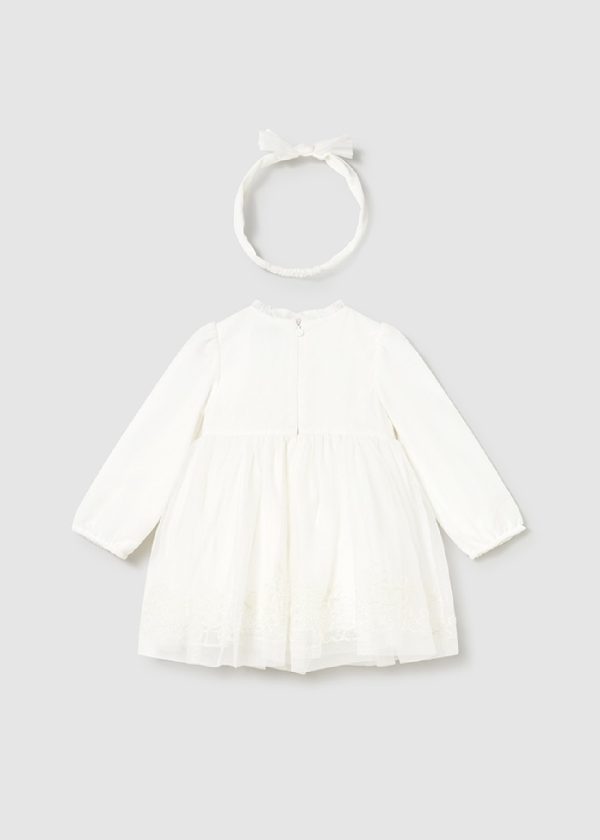 MAYORAL Vestito cerimonia tulle ricamato neonata Ecrù