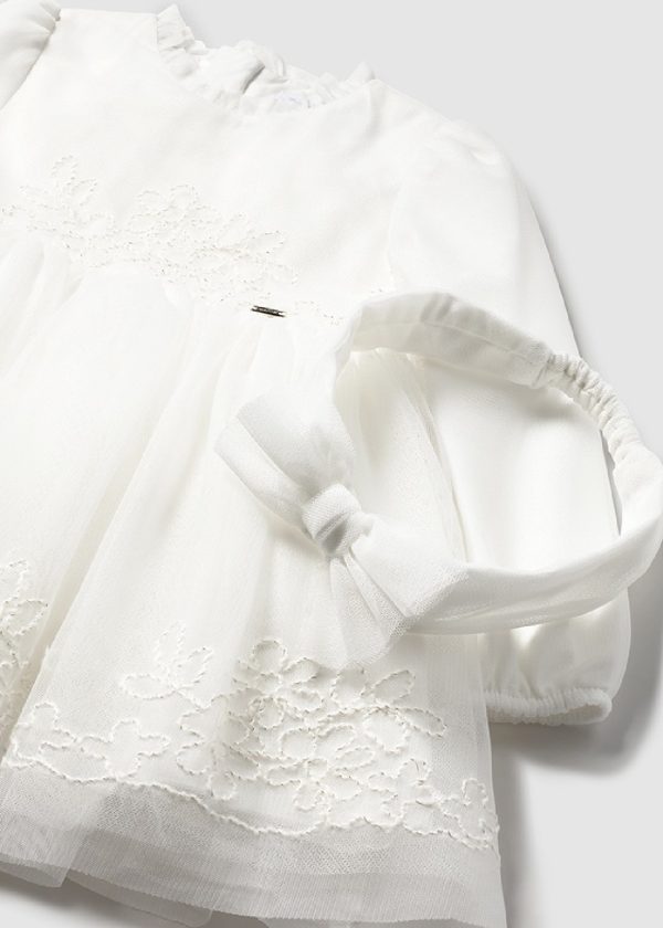 MAYORAL Vestito cerimonia tulle ricamato neonata Ecrù - immagine 2