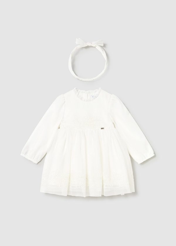 MAYORAL Vestito cerimonia tulle ricamato neonata Ecrù - immagine 3
