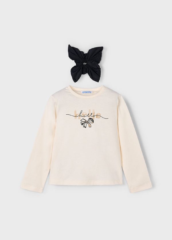 MAYORAL Maglietta cotone invernale bambina panna e nero 4008 Mac-nero