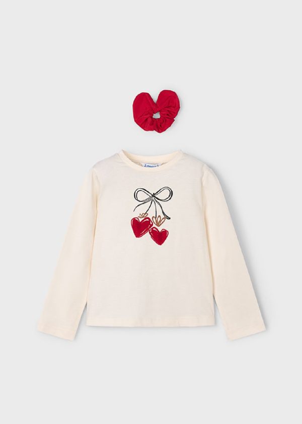 MAYORAL Maglietta cotone invernale bambina panna e rosso 4008 Mac-rosso