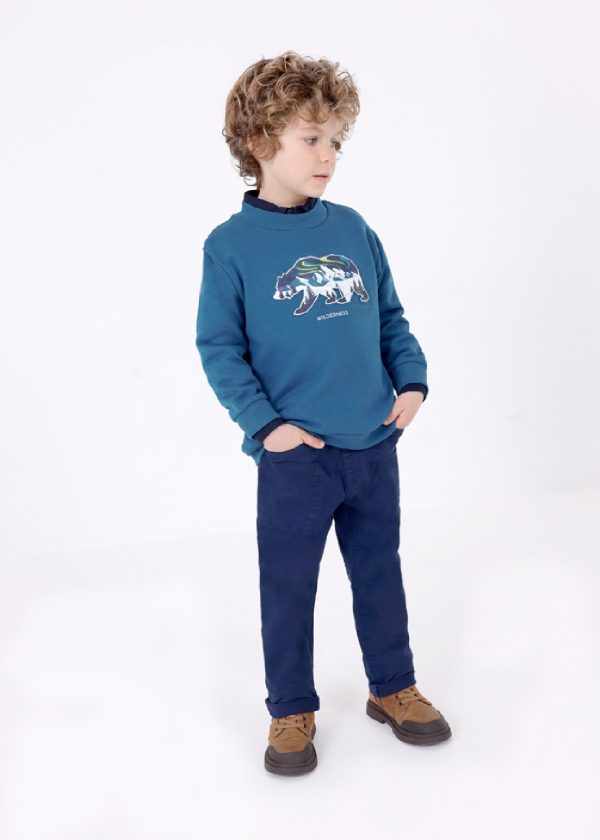 MAYORAL Felpa orso spalle scivolate rilievo bambino 04429 Atlantico - immagine 3
