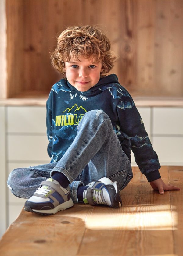 MAYORAL Felpa con cappuccio stampata Better Cotton bambino 04430 BLU NOTTE - immagine 2