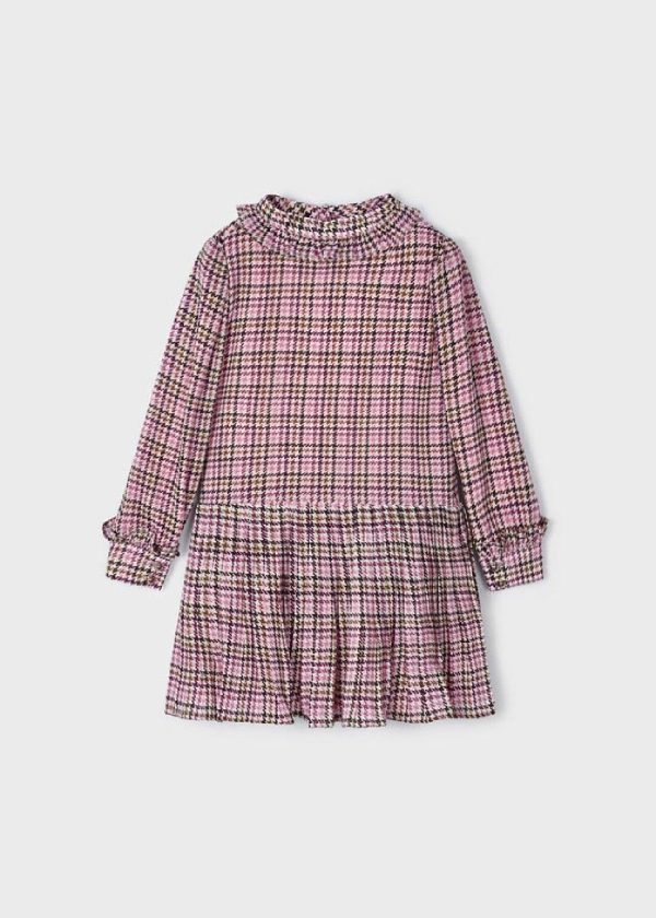 MAYORAL Vestito fantasia pied poule stampato chiffon bambina 4928 orchidea - immagine 2