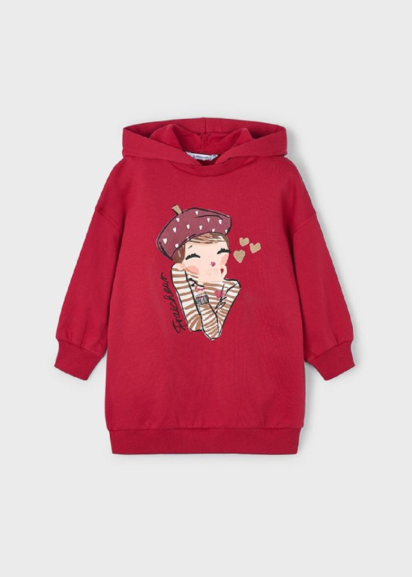 MAYORAL Vestito felpa cappuccio bambina 4928 ROSSO