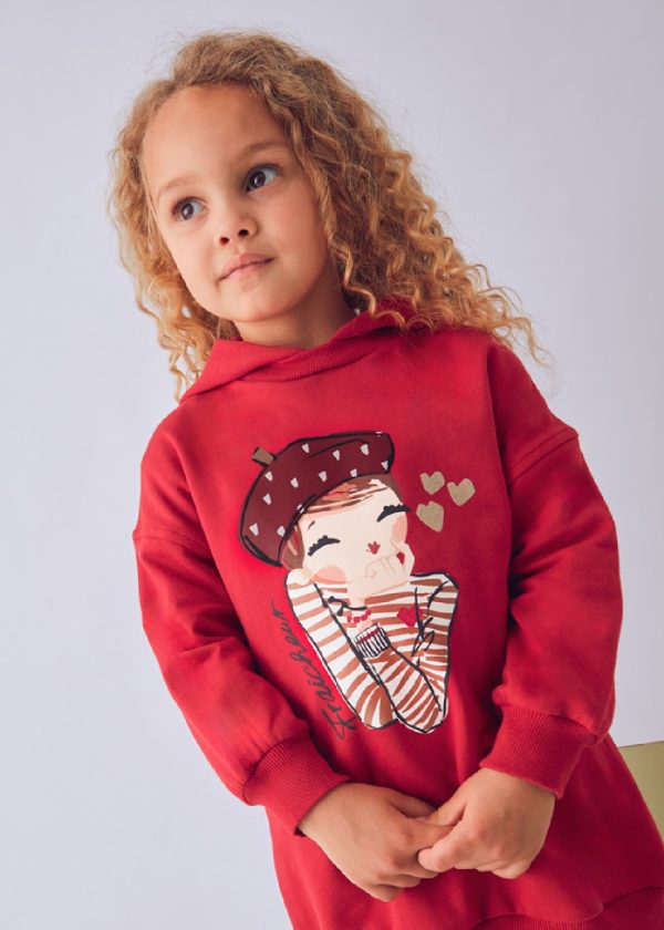MAYORAL Vestito felpa cappuccio bambina 4928 ROSSO - immagine 2
