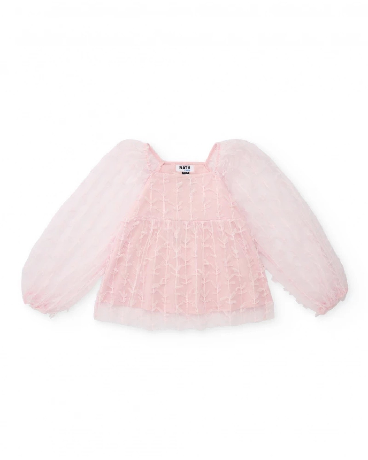 NATH KIDS Blusa in tulle rosa con maniche a sbuffo per bambina PINK