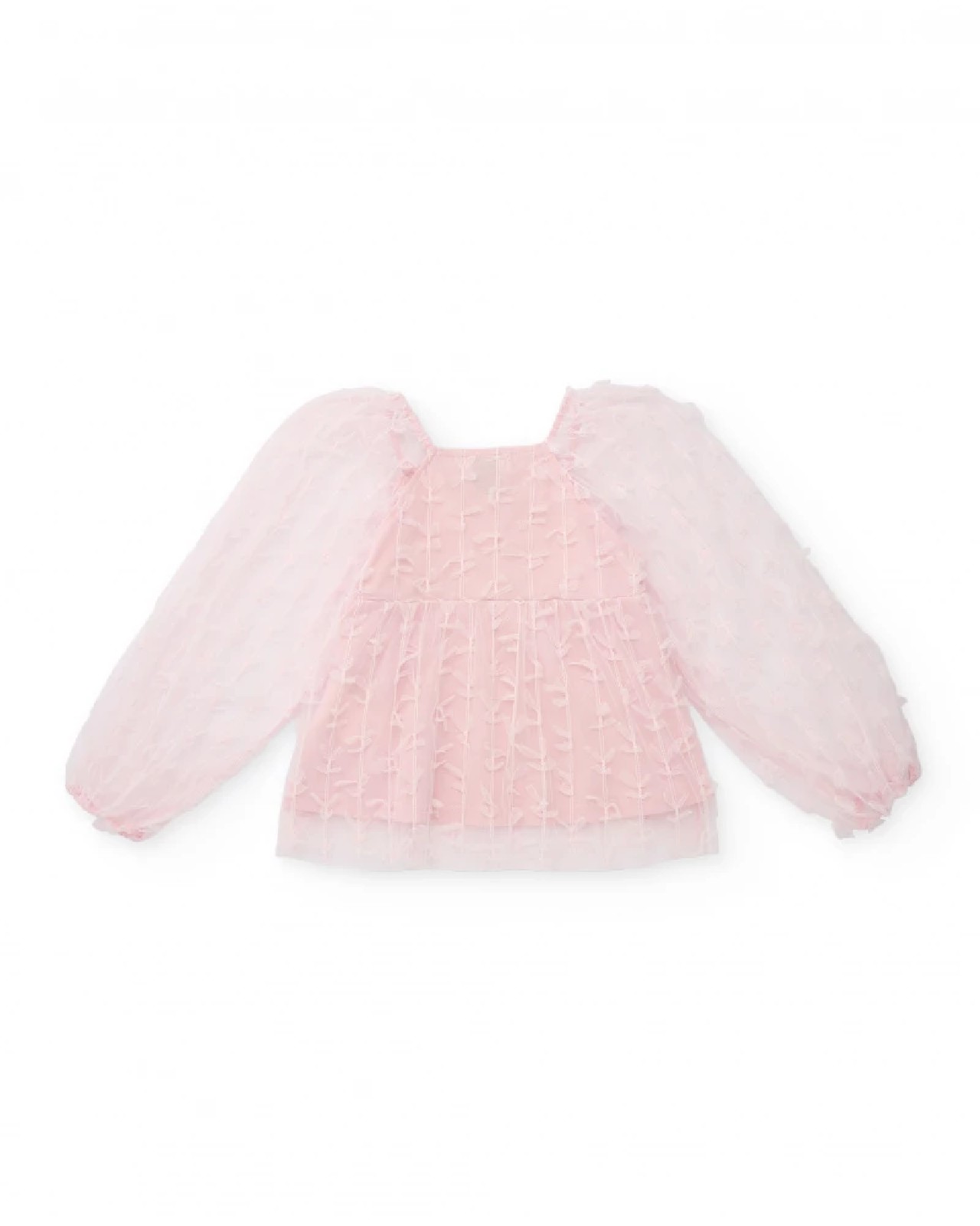 NATH KIDS Blusa in tulle rosa con maniche a sbuffo per bambina PINK - immagine 4