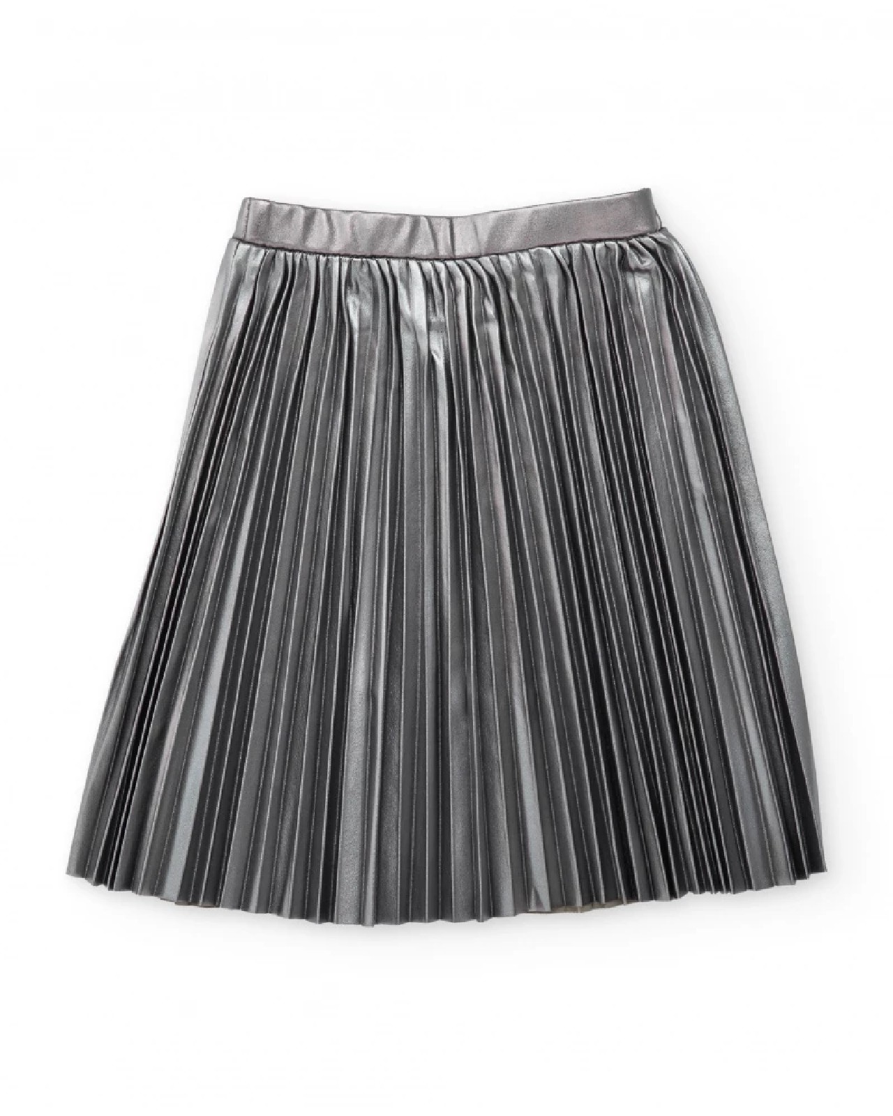NATH KIDS Gonna da bambina argentata plissettata con effetto metallizzato SILVER