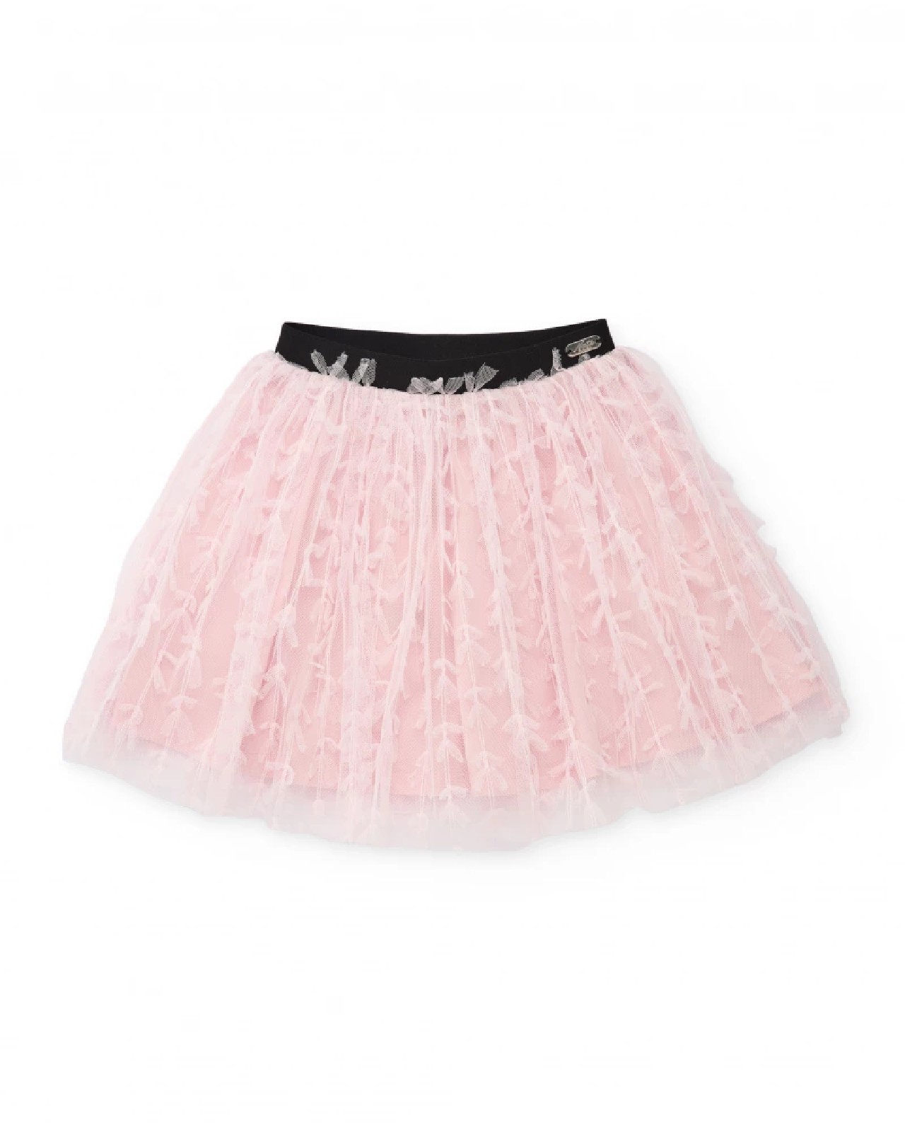 NATH KIDS Gonna in tulle rosa con ricami e vita elastica per bambina PINK