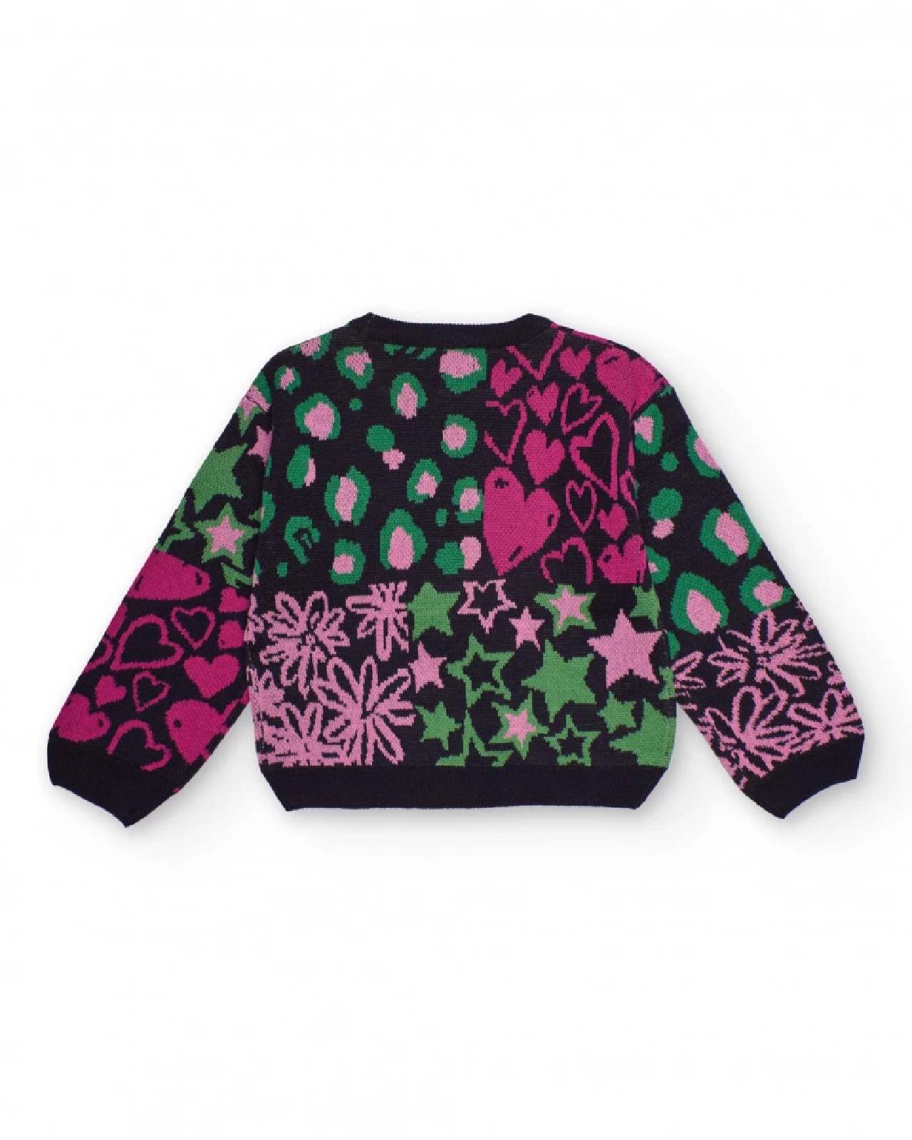 NATH KIDS Maglione multicolore per bambina con cuori, stelle e fiori NAVY - immagine 4