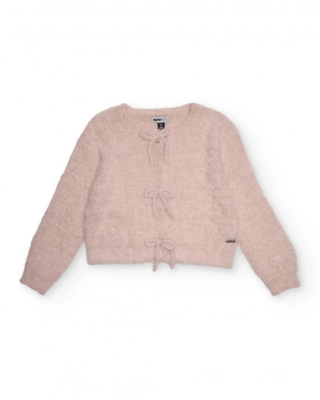 NATH KIDS Cardigan rosa in maglia per bambina con fiocchi decorativi PINK
