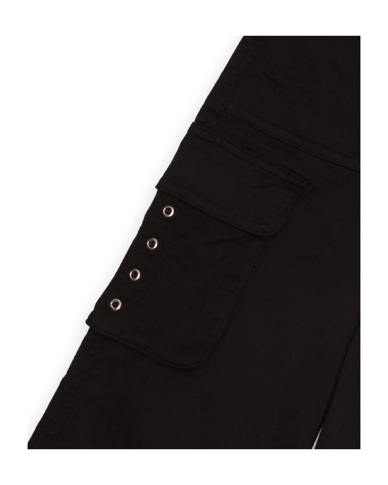 NATH KIDS Pantaloni cargo larghi neri con occhielli decorativi per bambina BLACK - immagine 2
