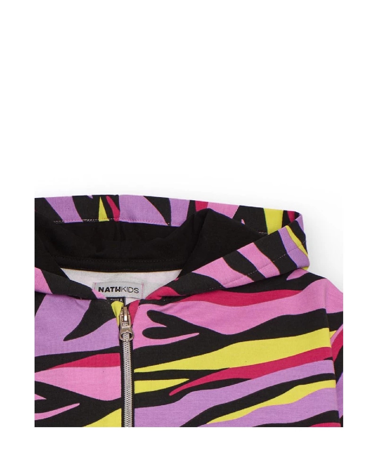 NATH KIDS Felpa per bambina con cappuccio e stampa animalier multicolore LILAC - immagine 3