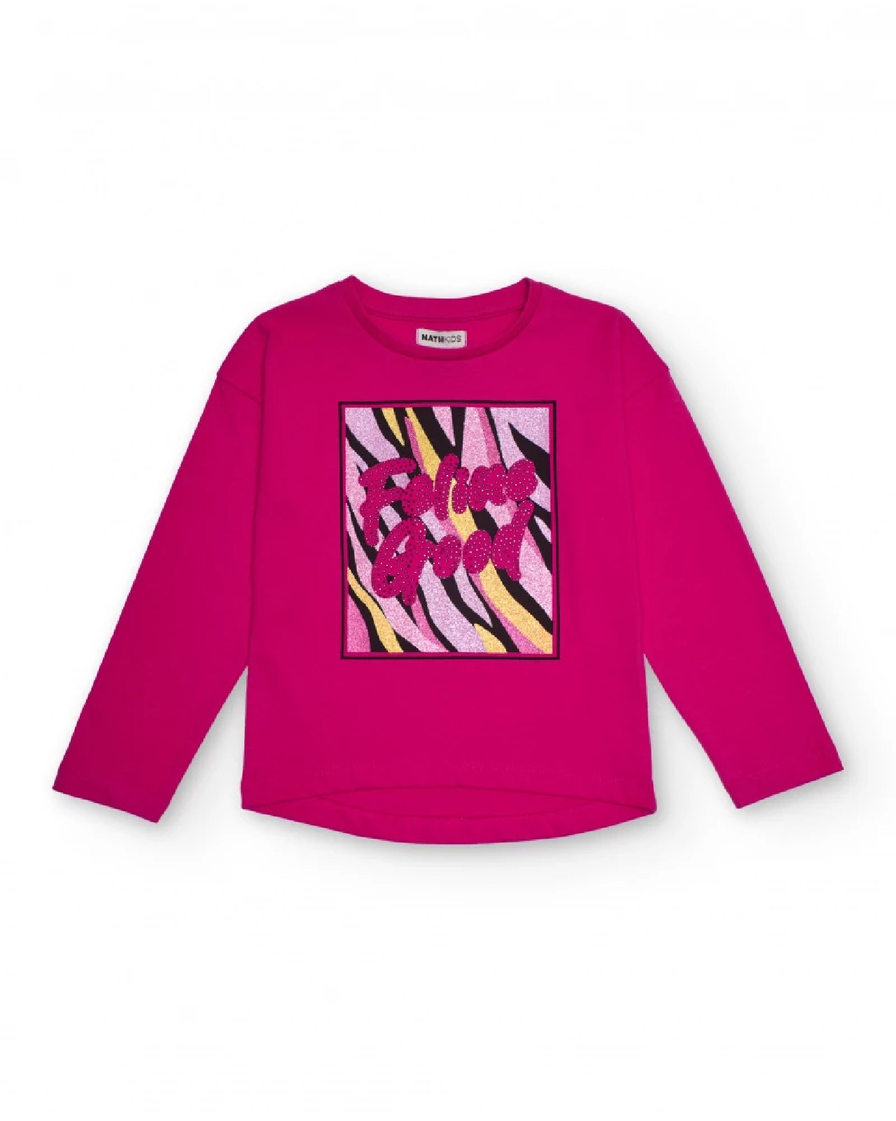 NATH KIDS Maglietta fucsia a maniche lunghe per bambina con stampa brillante "Feeling Good" FUCHSIA