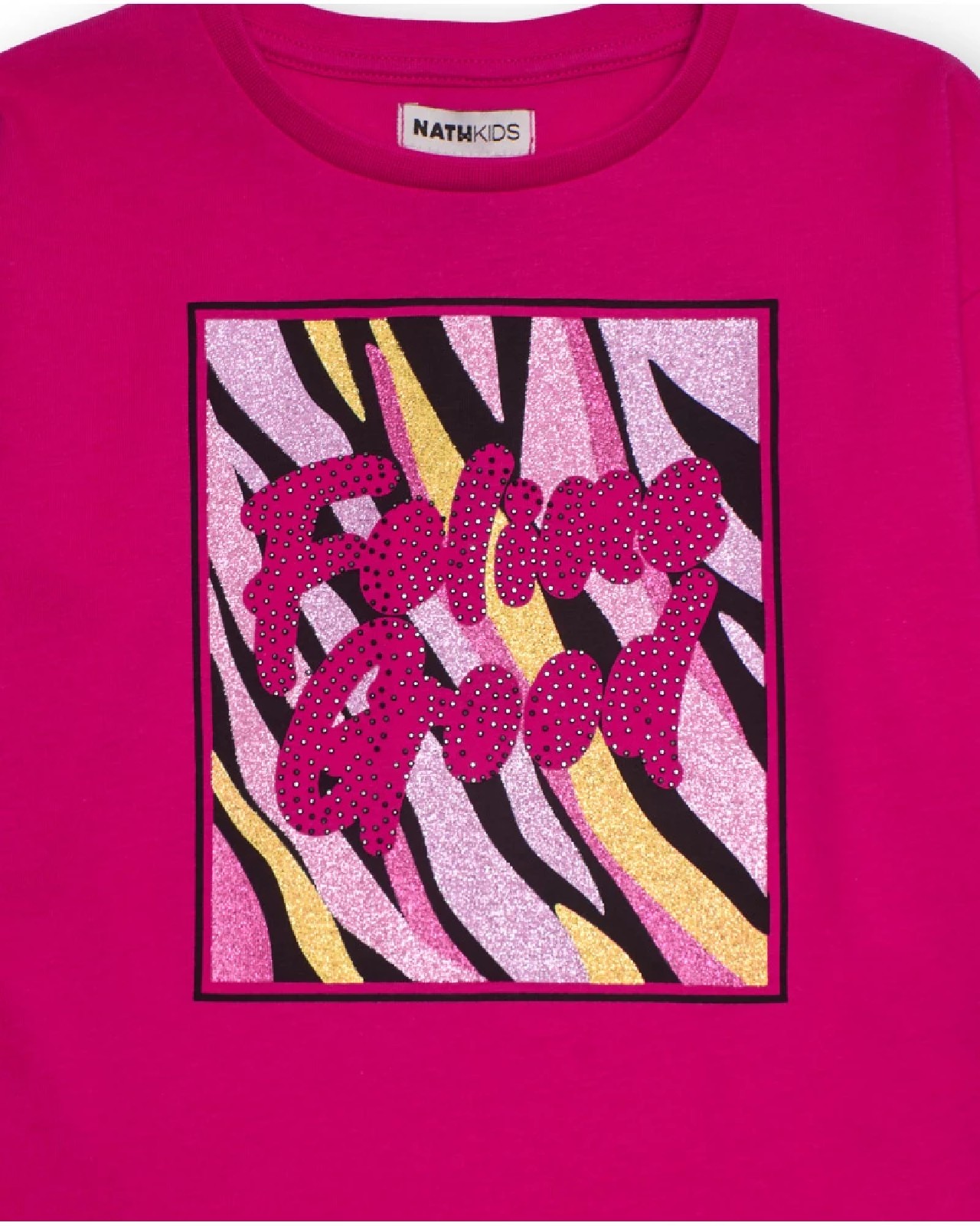 NATH KIDS Maglietta fucsia a maniche lunghe per bambina con stampa brillante "Feeling Good" FUCHSIA - immagine 3