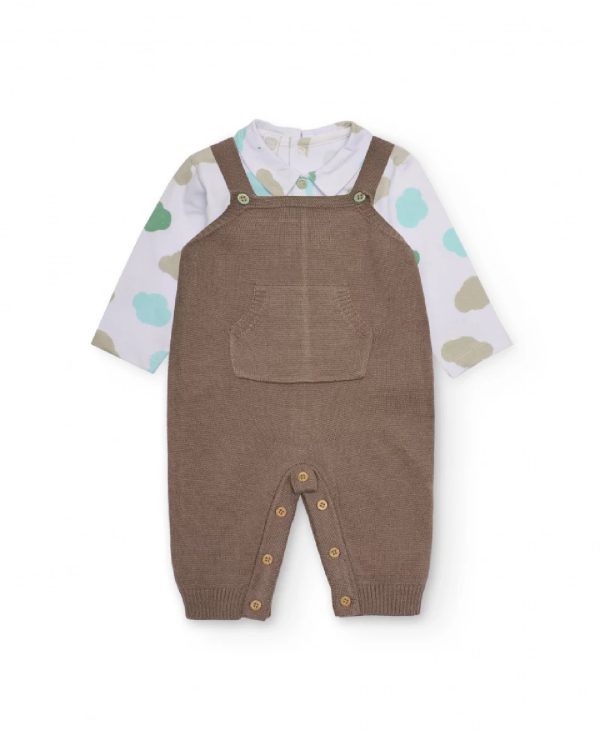 Tuc Tuc Completo per neonato con salopette in maglia e maglietta stampata 11398646 BROWN