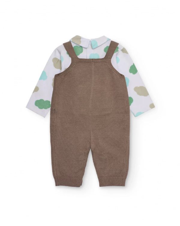 Tuc Tuc Completo per neonato con salopette in maglia e maglietta stampata 11398646 BROWN - immagine 4