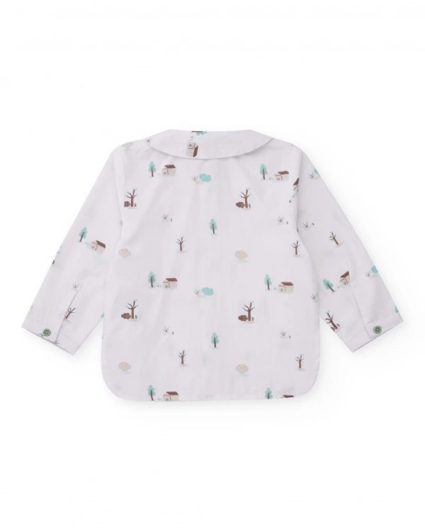 Tuc Tuc Completo di camicia e pantaloni per neonato con stampa di casette e alberi BEIGE - immagine 3