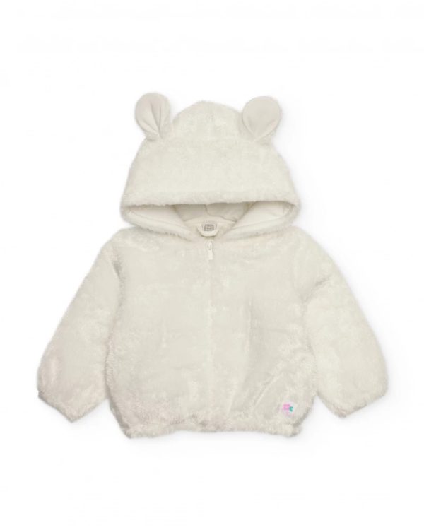 Tuc Tuc Giacca in peluche per neonato di colore bianco con orecchiette sul cappuccio CLOUD