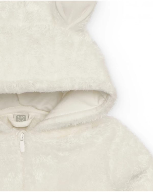 Tuc Tuc Giacca in peluche per neonato di colore bianco con orecchiette sul cappuccio CLOUD - immagine 3