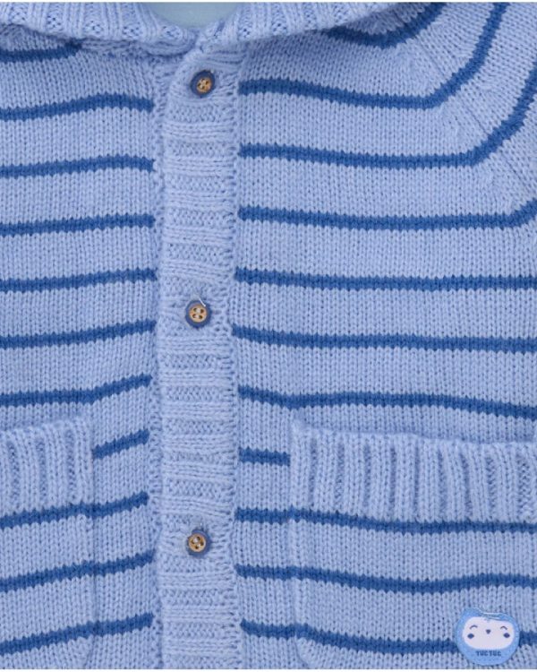 Tuc Tuc Cardigan in maglia per bambino in tonalità di blu con cappuccio e orecchiette 11398749 BLUE - immagine 2