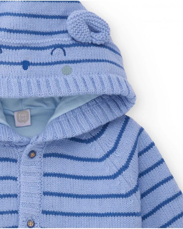 Tuc Tuc Cardigan in maglia per bambino in tonalità di blu con cappuccio e orecchiette 11398749 BLUE - immagine 3