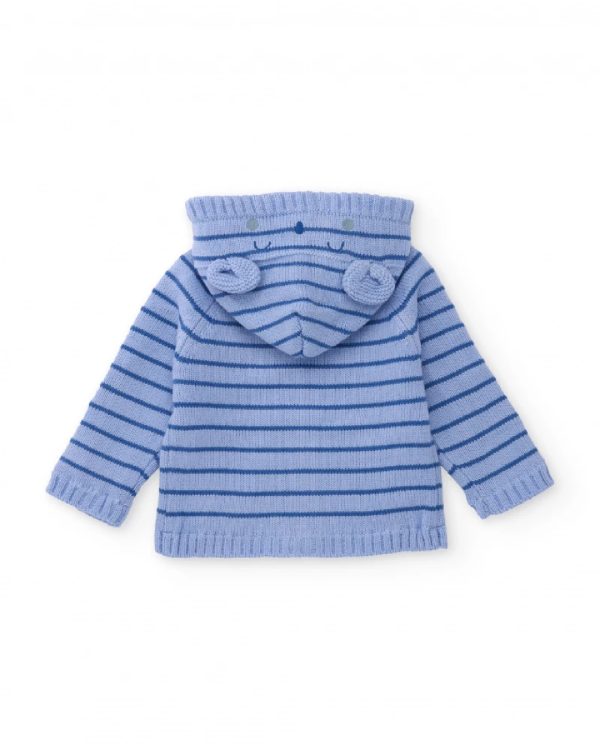 Tuc Tuc Cardigan in maglia per bambino in tonalità di blu con cappuccio e orecchiette 11398749 BLUE - immagine 4