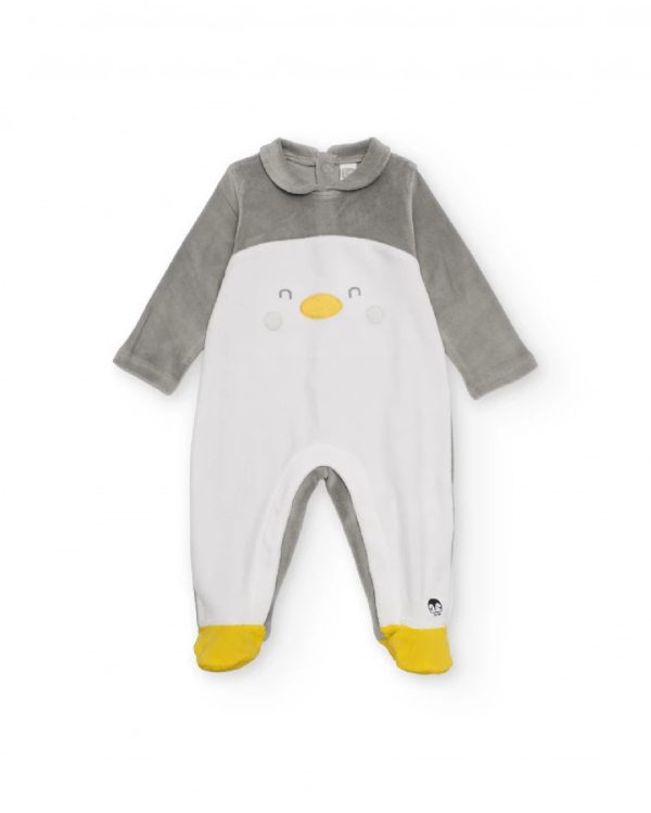 Tuc Tuc Tutina da bambino in velluto grigio con motivo pinguino 11398944 DARK GREY