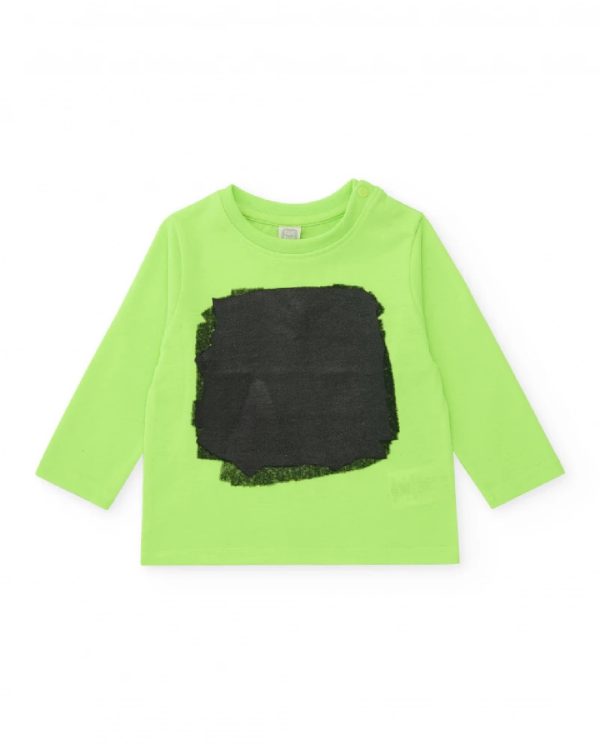 Tuc Tuc Maglietta a maniche lunghe per bambino in verde lime con stampa centrale 11399145 NEON