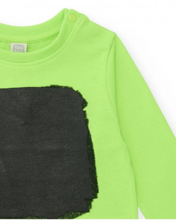 Tuc Tuc Maglietta a maniche lunghe per bambino in verde lime con stampa centrale 11399145 NEON - immagine 3