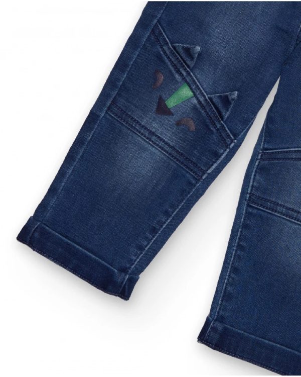 Tuc Tuc Pantaloni in denim blu per bambino con ricamo di dinosauro - immagine 2