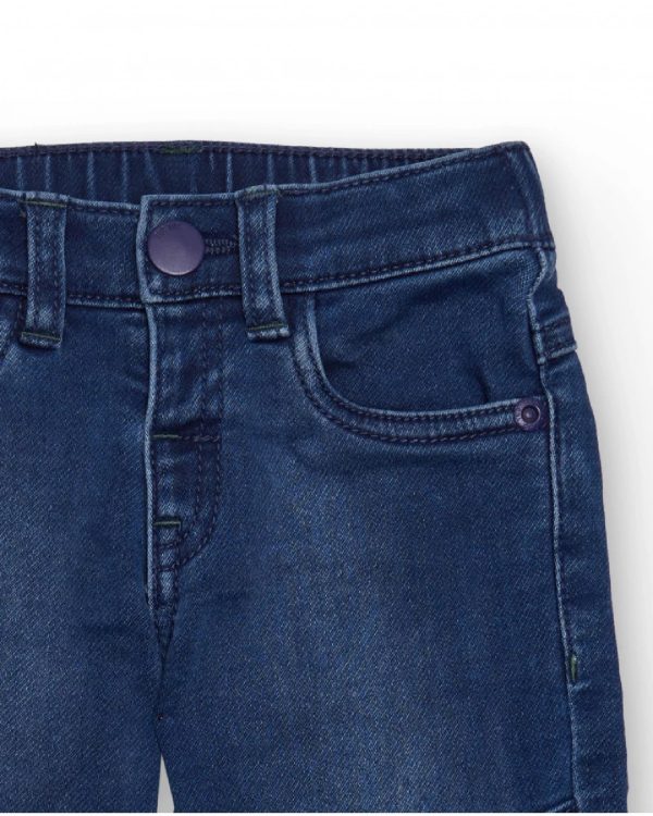 Tuc Tuc Pantaloni in denim blu per bambino con ricamo di dinosauro - immagine 3