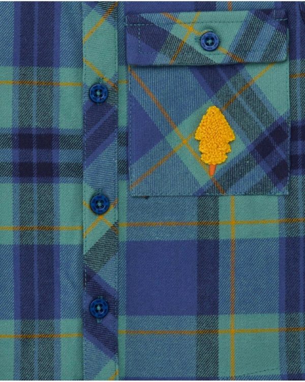 Tuc Tuc Camicia in flanella per bambino a quadri blu e verde con patch di albero dark blue - immagine 3