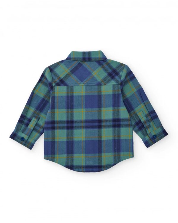 Tuc Tuc Camicia in flanella per bambino a quadri blu e verde con patch di albero dark blue - immagine 5