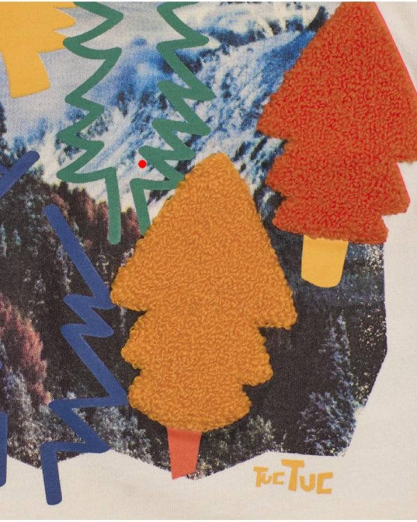 Tuc Tuc Maglietta a maniche lunghe per bambino color crema con stampa di alberi e frase decorativa ivory - immagine 2