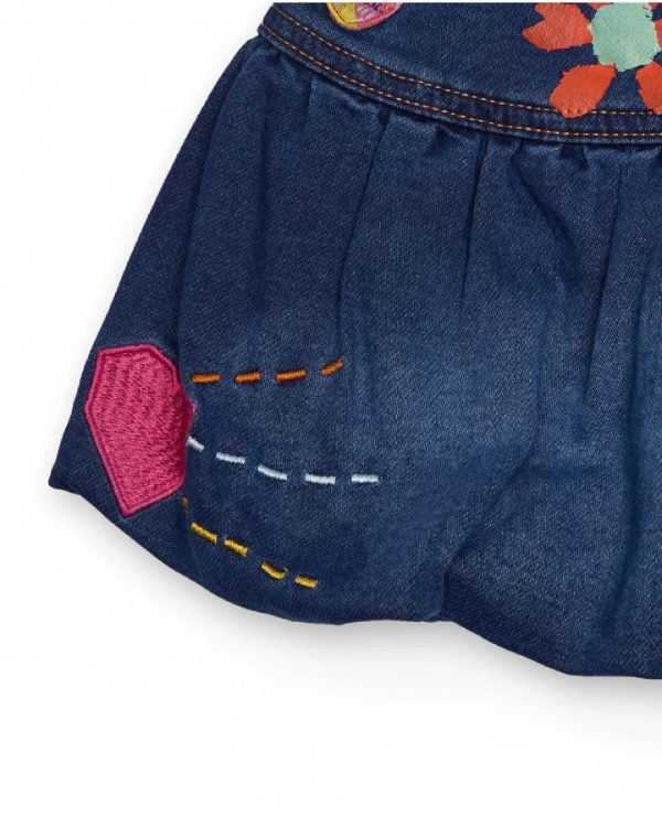 Tuc Tuc Gonna in denim per bambina con stampe colorate di fiori e cuori - immagine 2