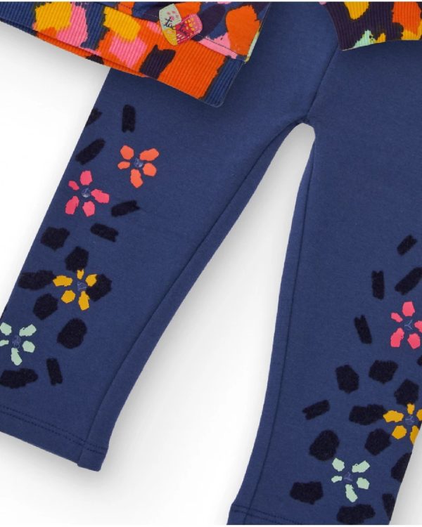 Tuc Tuc Completo per bambina con felpa e leggings a stampa colorata di macchie e fiori dark blue - immagine 2