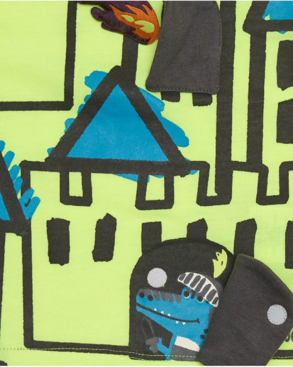 Tuc Tuc Maglietta a maniche lunghe per bambino in verde fluo con stampa castello NEON - immagine 2