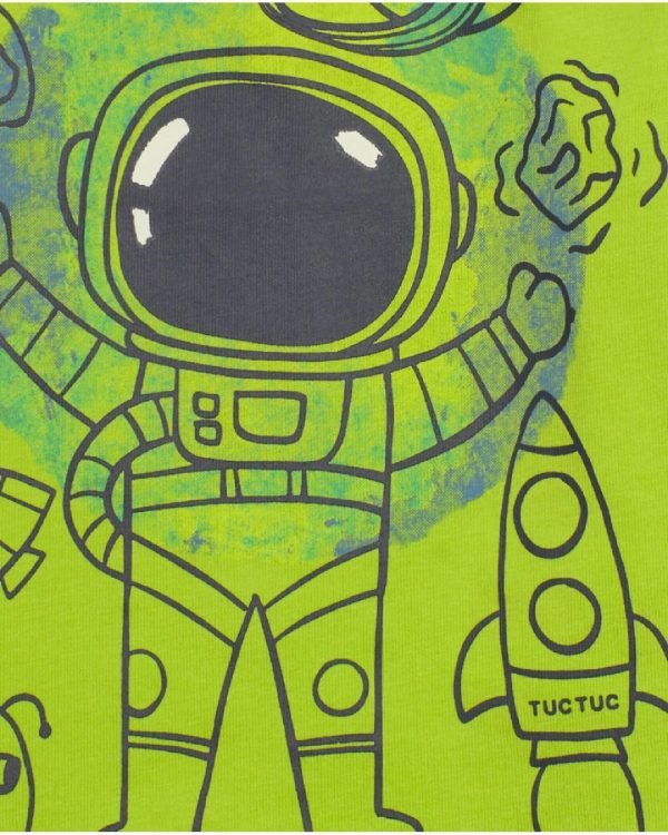 Tuc Tuc Maglietta in jersey verde per bambino con stampa di astronauta dark blue - immagine 3