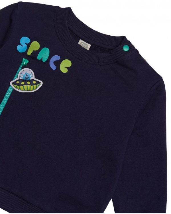 Tuc Tuc Completo felpa e pantaloni per bambino in blu navy e verde con stampa spaziale Green - immagine 3