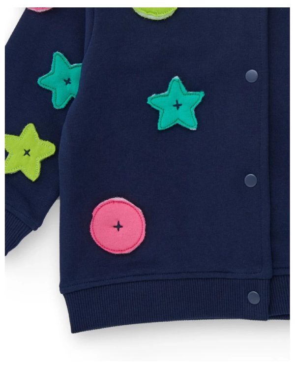 Tuc Tuc Giacca in maglia per bambina blu navy con applicazioni di stelle e cerchi dark blue - immagine 2
