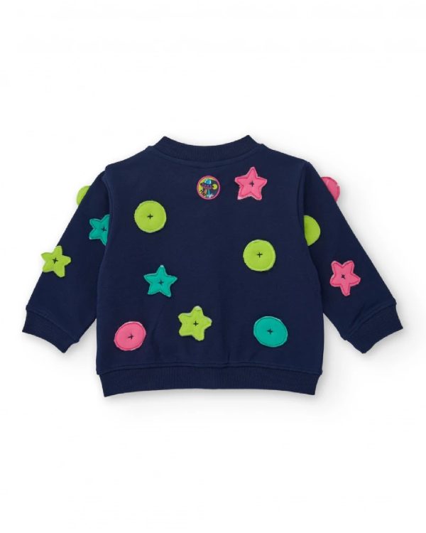 Tuc Tuc Giacca in maglia per bambina blu navy con applicazioni di stelle e cerchi dark blue - immagine 4