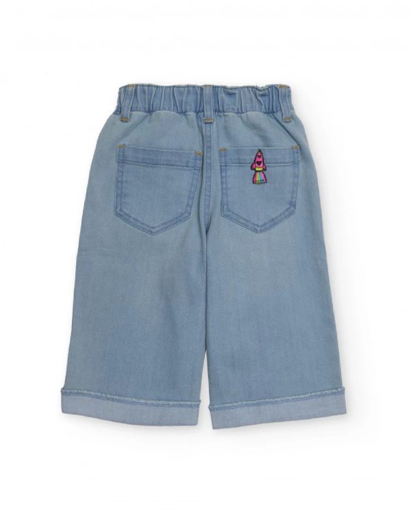 Tuc Tuc Jeans per bambina azzurri con ricamo di razzo DENIM BLUE - immagine 2